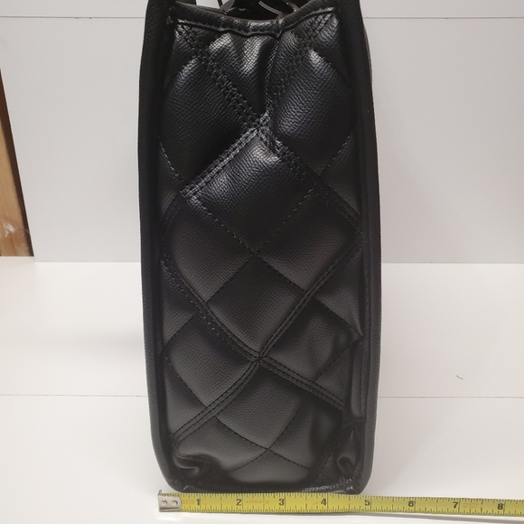 Betsey Johnson Quilted black skull tote with removable pouch - Picture 5 of 8